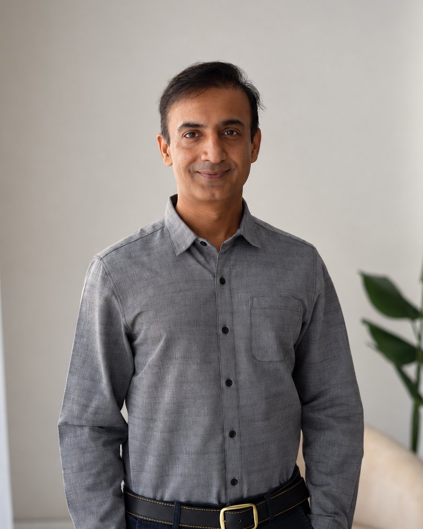 Rai Shahnawaz standing in his practice room, smiling